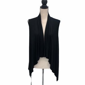 RACHEL PALLY BLACK OPEN DRAPE WATERFALL VEST WITH SHARK BITE HEM ONE SIZE